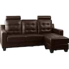 ヘッドレスト2個付き L型カウチソファ (DBR) 10枚目画像