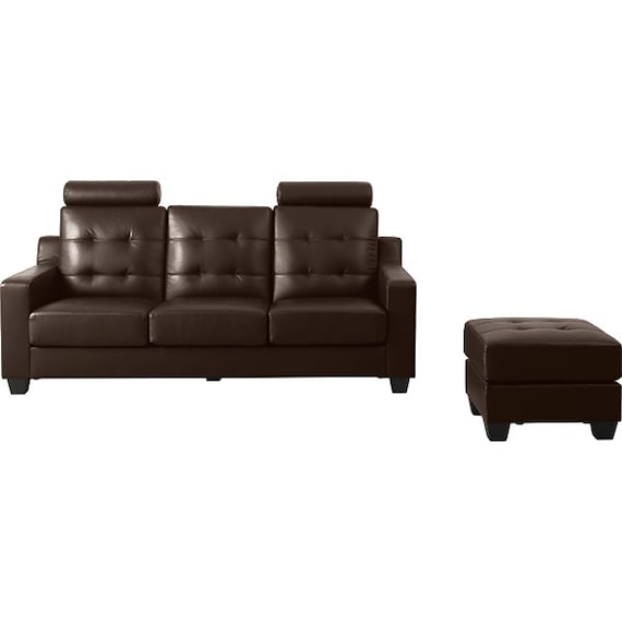 ヘッドレスト2個付き L型カウチソファ (DBR) 11枚目画像