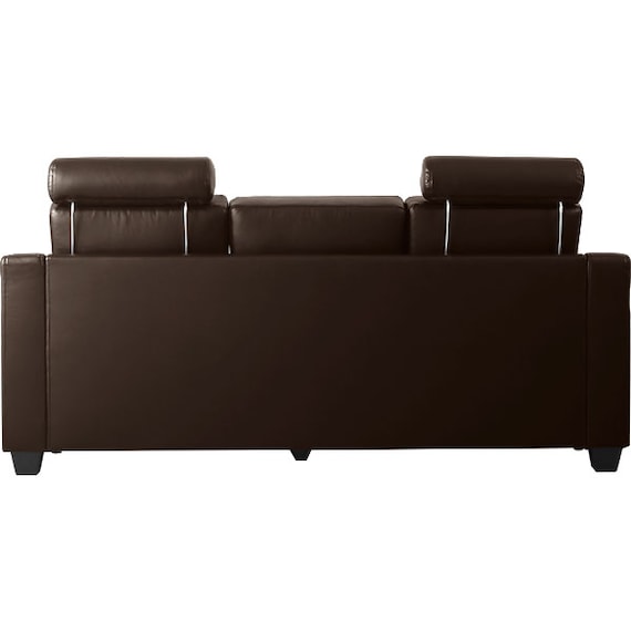 ヘッドレスト2個付き L型カウチソファ (DBR) 12枚目画像