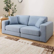 おしゃれなデニム風2人掛けソファ(クッション2個付き)