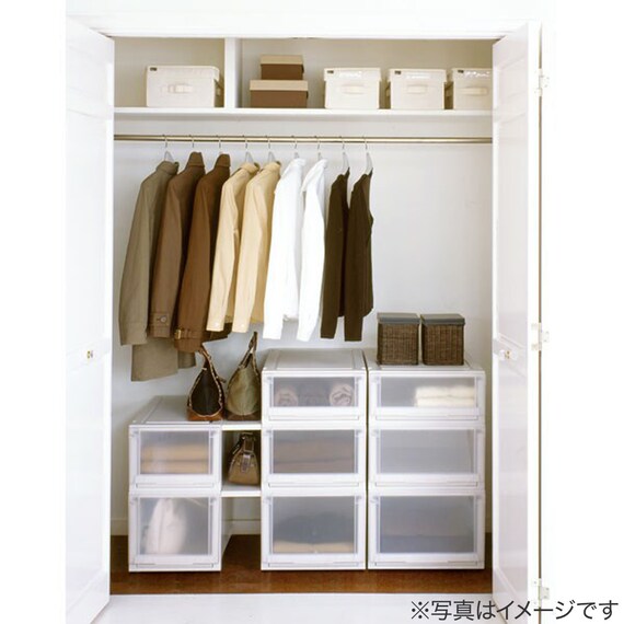 【ネット限定色】【奥行55cm】クローゼット用フィッツユニットケース (幅45cm×高さ20cm  アイボリー) 11枚目画像