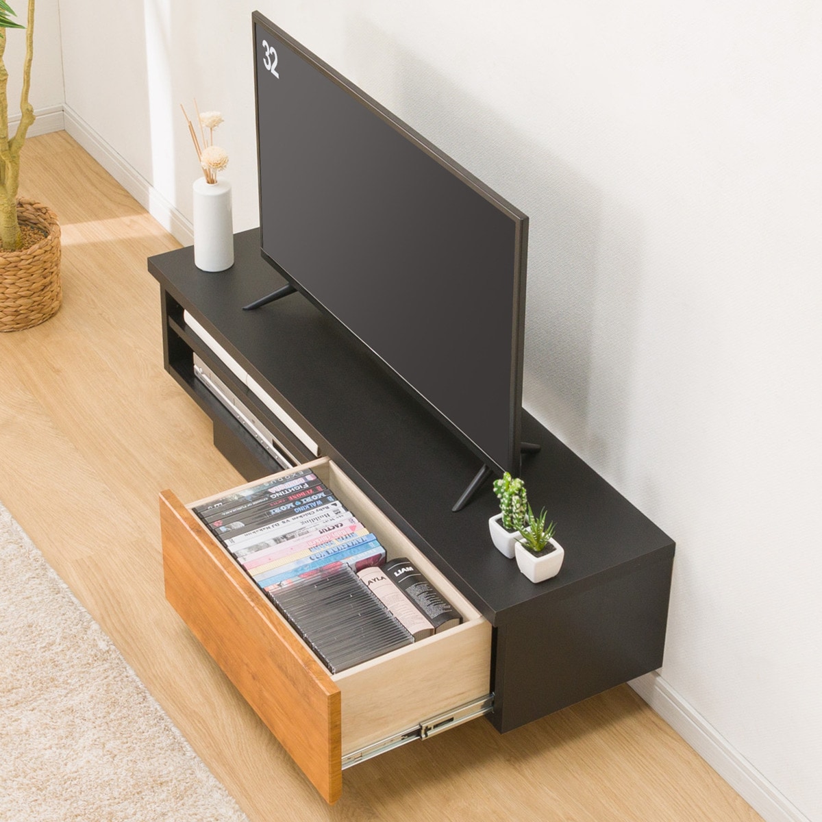 美品 ニトリ テレビ台 105cm ニトリ ヴィンテージ風ローボード (幅105cm DBR) テレビ台 TV台