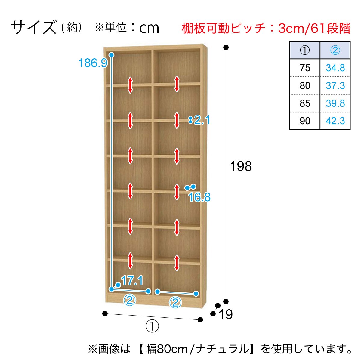 セミオーダーラック強化棚 奥行19cm(幅75×高さ198cm NA)通販 | ニトリ