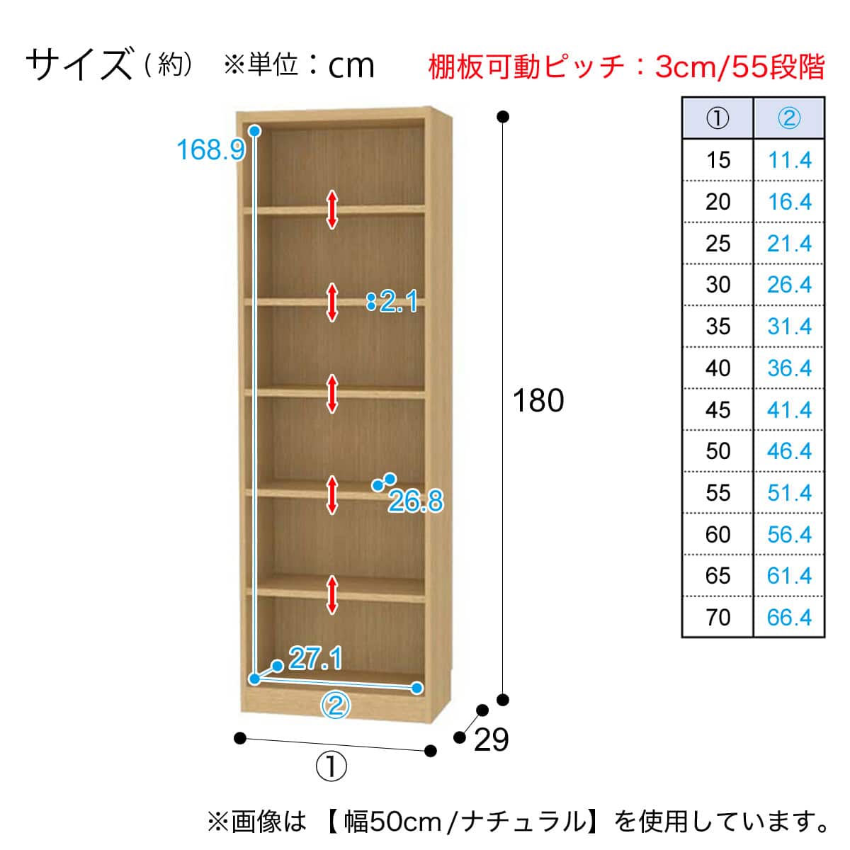 セミオーダーラック強化棚 奥行29cm (幅50×高さ180cm NA) | ニトリ