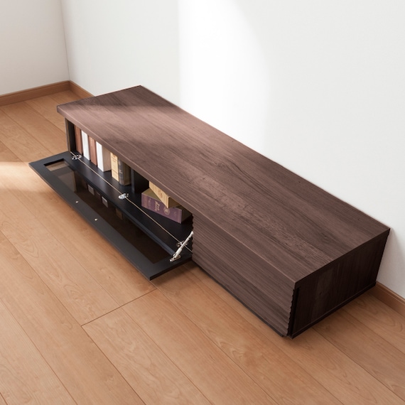 前板に天然木アルダー材を使用した高級感のある テレビ台 (幅150cm MBR) 7枚目画像