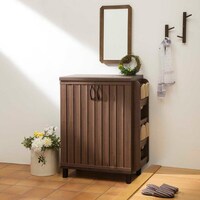 スリット入りシューズボックス スリッパラック付き (幅75cm GBP BR)