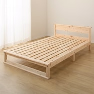 棚&コンセント付きヒノキすのこベッドフレーム