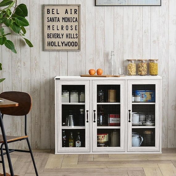 リビングユニット収納シリーズ キャビネット (幅112cm WH) 1枚目画像