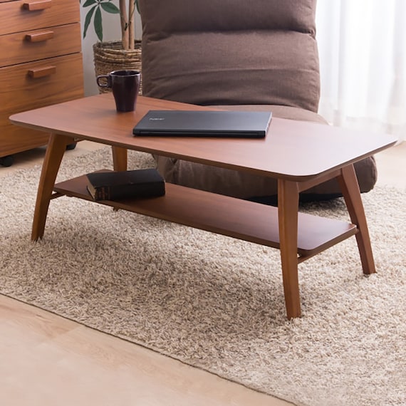 折りたためる突き板棚付きテーブル (RTO WN) 1枚目画像