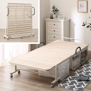 シングル折りたたみ桐すのこパイプベッド ハイタイプ(VW)