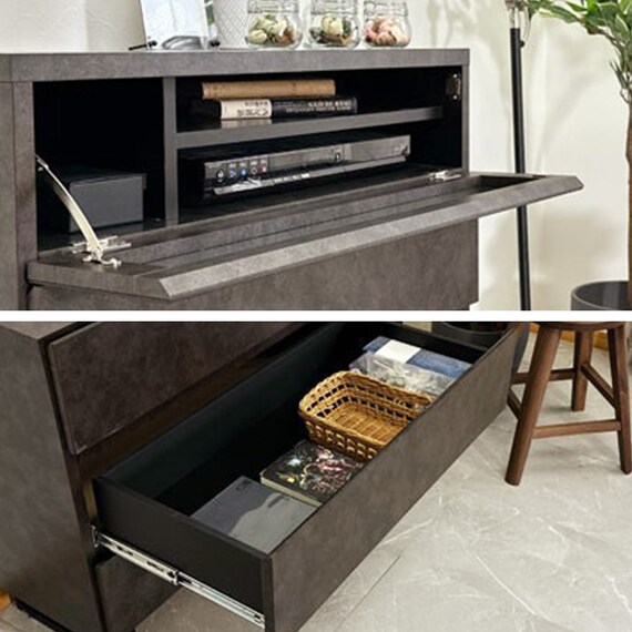 セラミック柄AVチェスト (幅80cm DBR) 2枚目画像