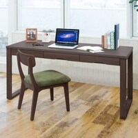 タモ突板の木目がうつくしい天然木デスク 奥行45cm(幅150cm ダークブラウン)