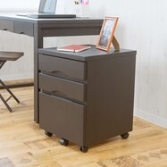 タモ突板の木目がうつくしい天然木デスクワゴン 3段