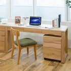 タモ突板の木目がうつくしい天然木デスク 奥行59cm(幅150cm ライトブラウン) 2枚目画像