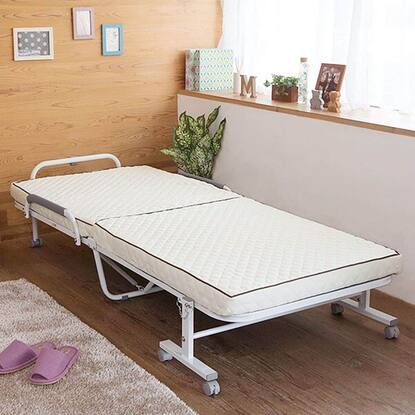 コンパクトセミショートシングル折りたたみベッド(幅84×奥行190cm WH 