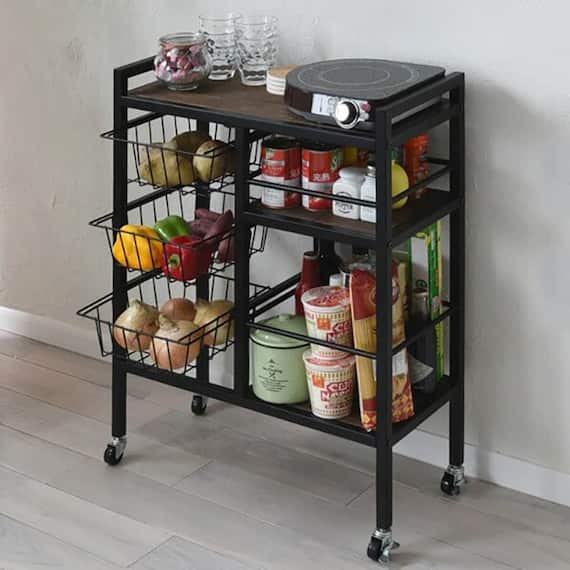 天然木パイン材天板 キッチンワゴン (W60) 1枚目画像