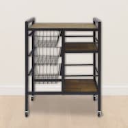 天然木パイン材天板 キッチンワゴン(W60)