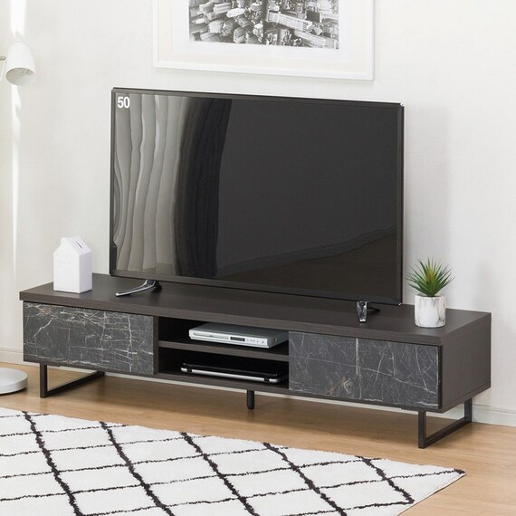 高級感のある大理石調テレビ台 (BK) 1枚目画像