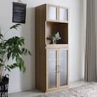 組み合わせ自由 キッチン壁面収納 (オープン+キャビネット LBR)) 2枚目画像