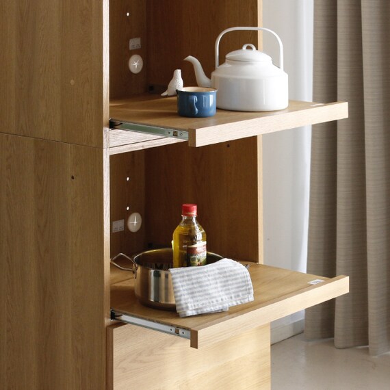 組み合わせ自由 キッチン壁面収納 (オープン+引出し LBR) 8枚目画像