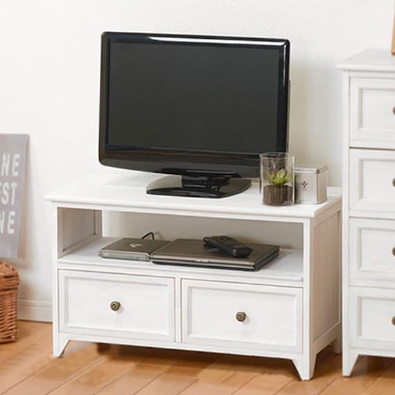 大人可愛いホワイトシャビーテレビ台 (ローボード 幅74cm) 1枚目画像
