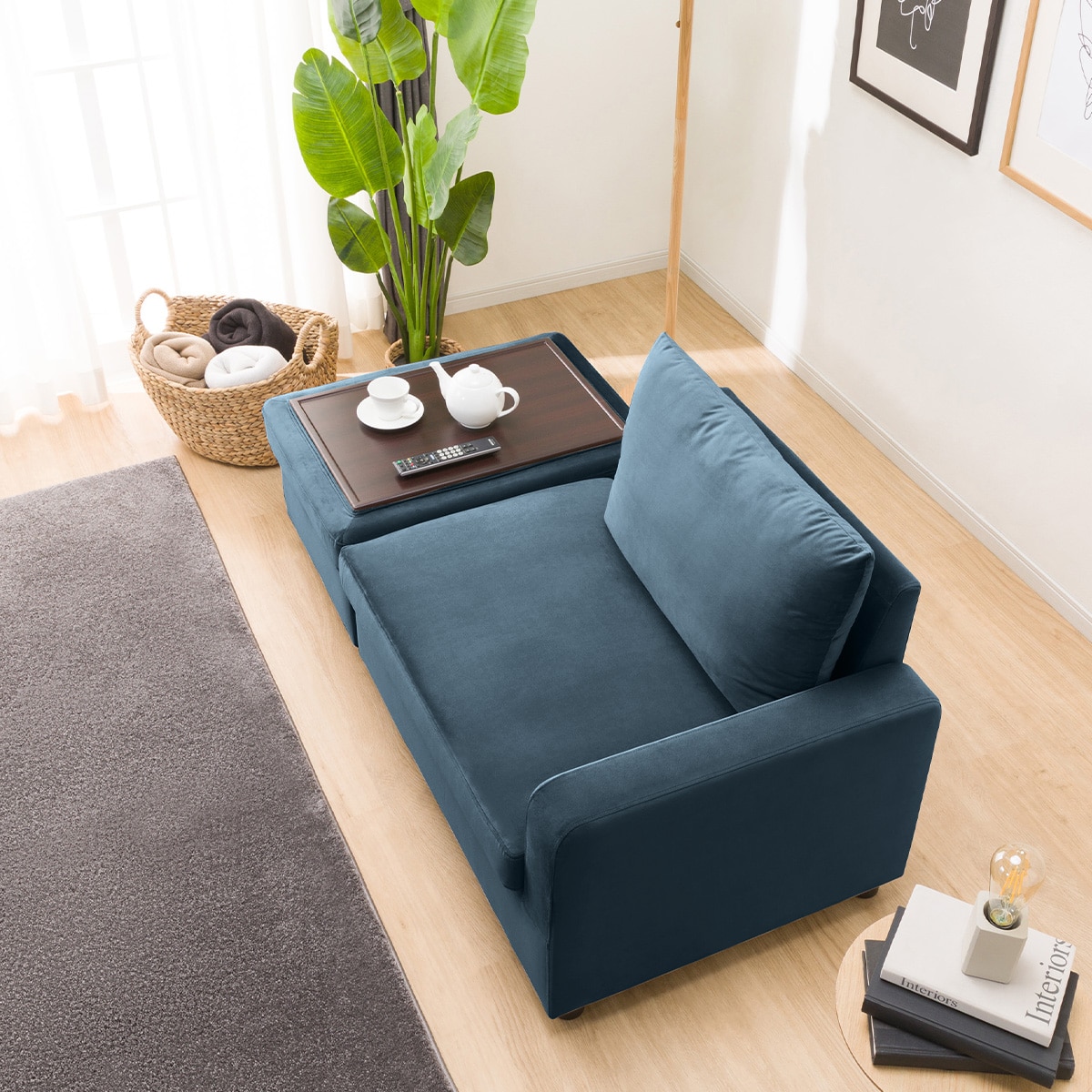 収納つきカウチソファ 布張りタイプ (GC2328 BL) | ニトリネット【公式