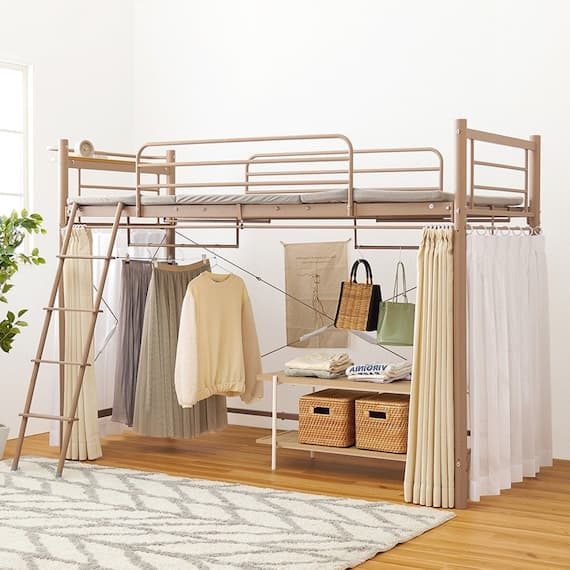 カーテンが付けられる ロフトベッド(ミドル LBR) 1枚目画像