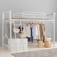 カーテンが付けられる ロフトベッド(ミドル WH)