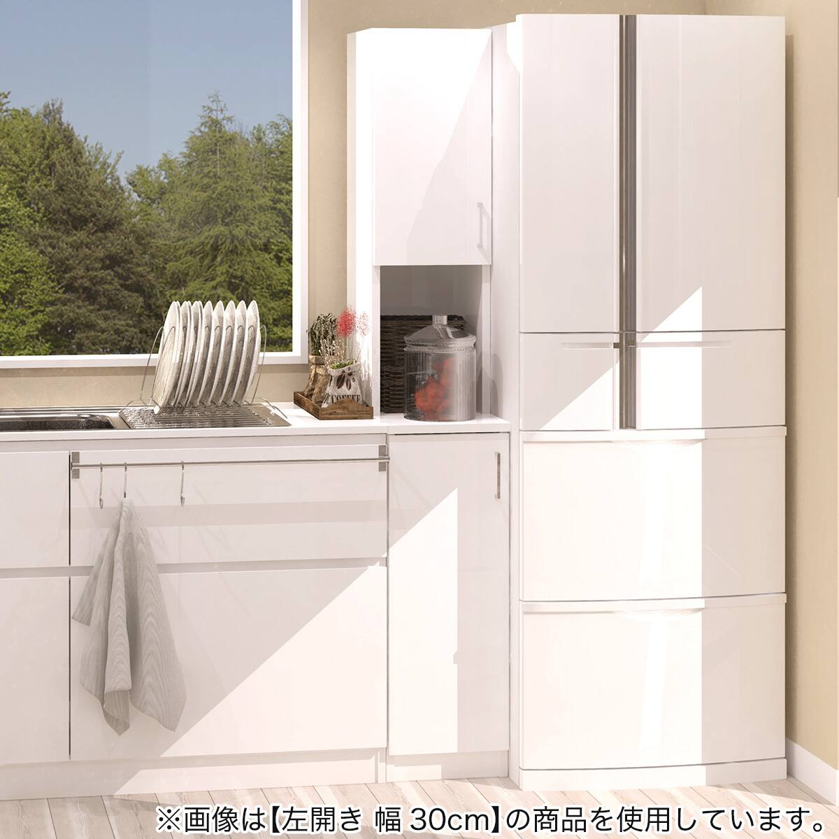 扉タイプ] 幅1cm単位で選べる隙間収納 (右開き 幅17×奥行52cm WH