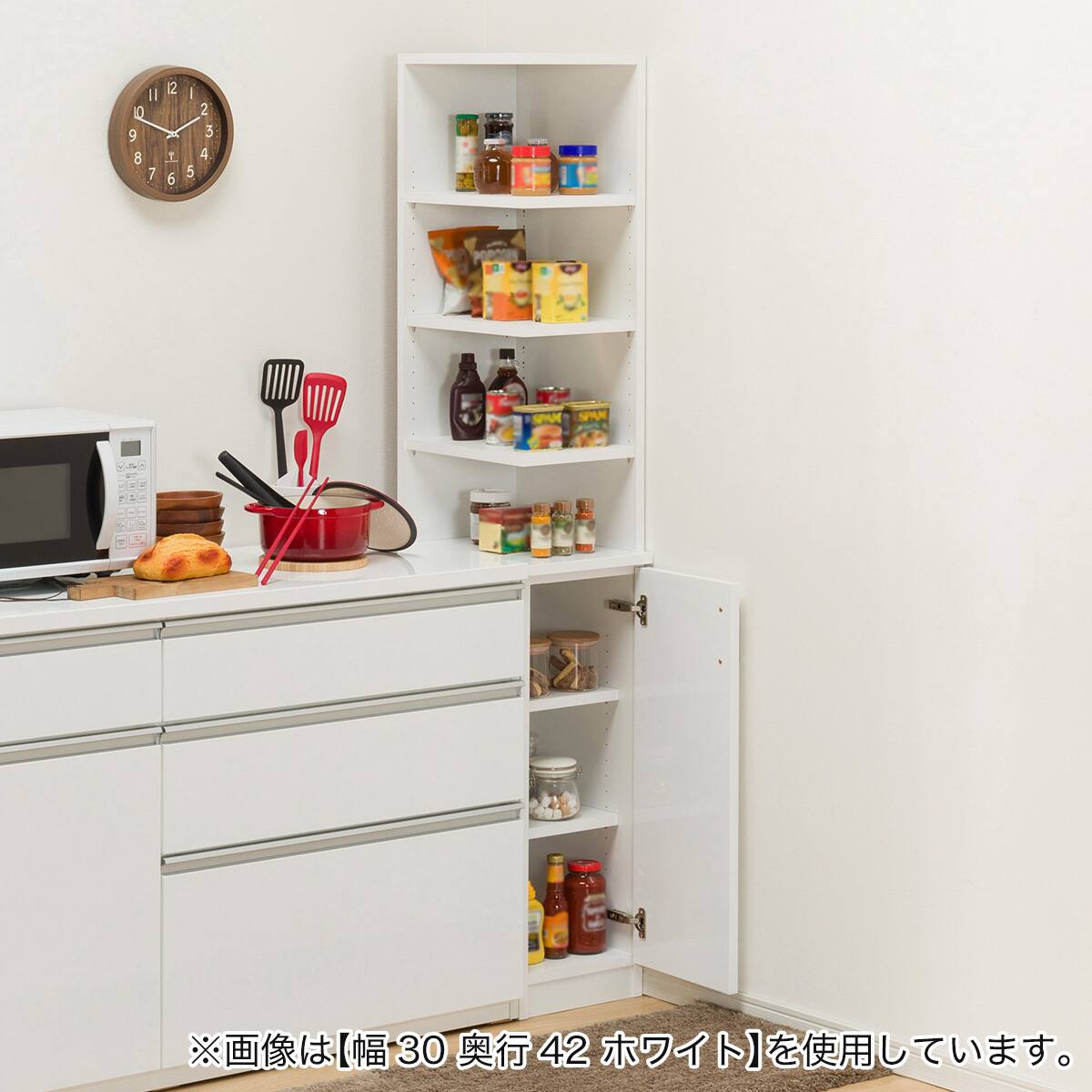 扉タイプ] 幅1cm単位で選べる2面オープン隙間収納 (左オープン/右開き