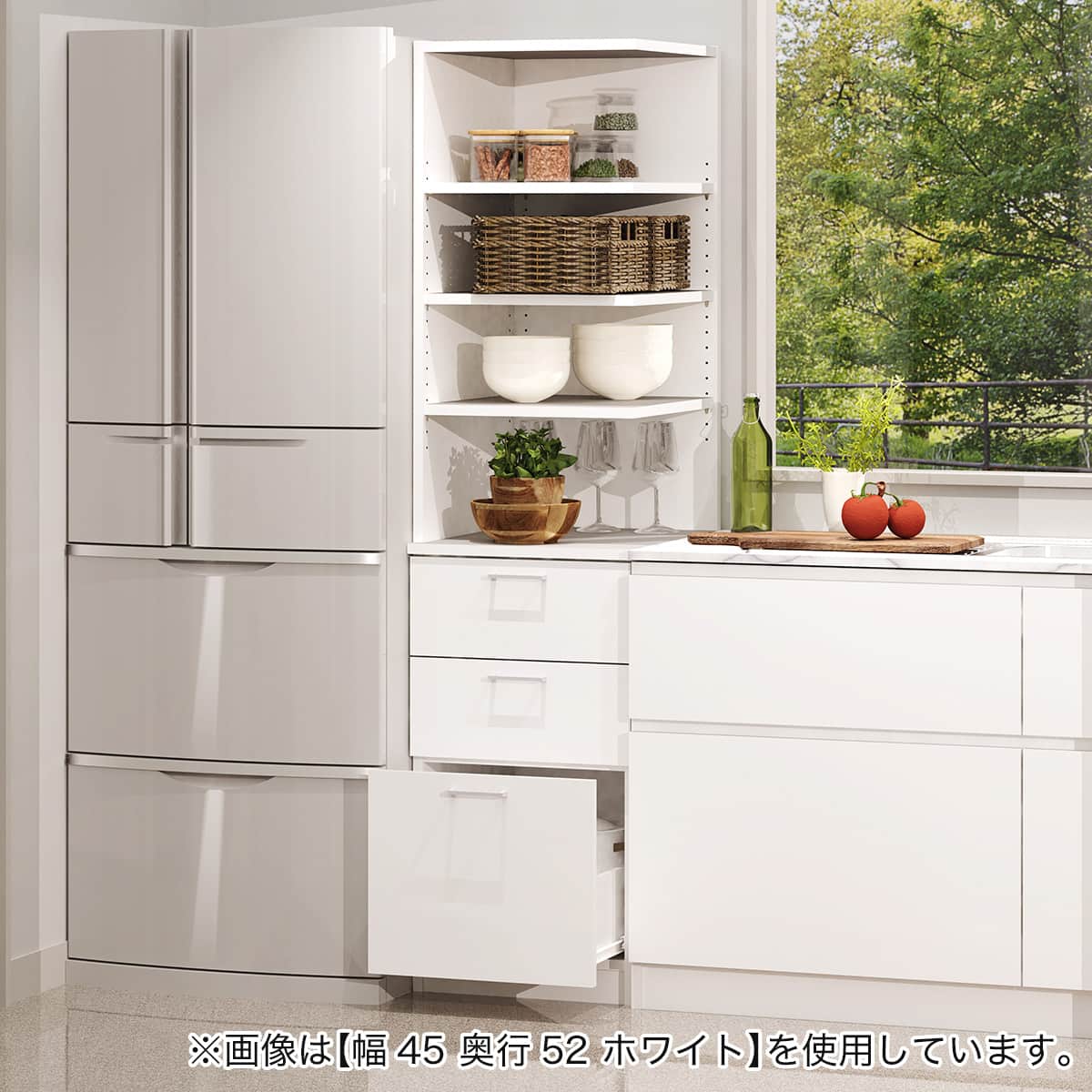 引き出しタイプ] 幅1cm単位で選べる2面オープン隙間収納 (右オープン