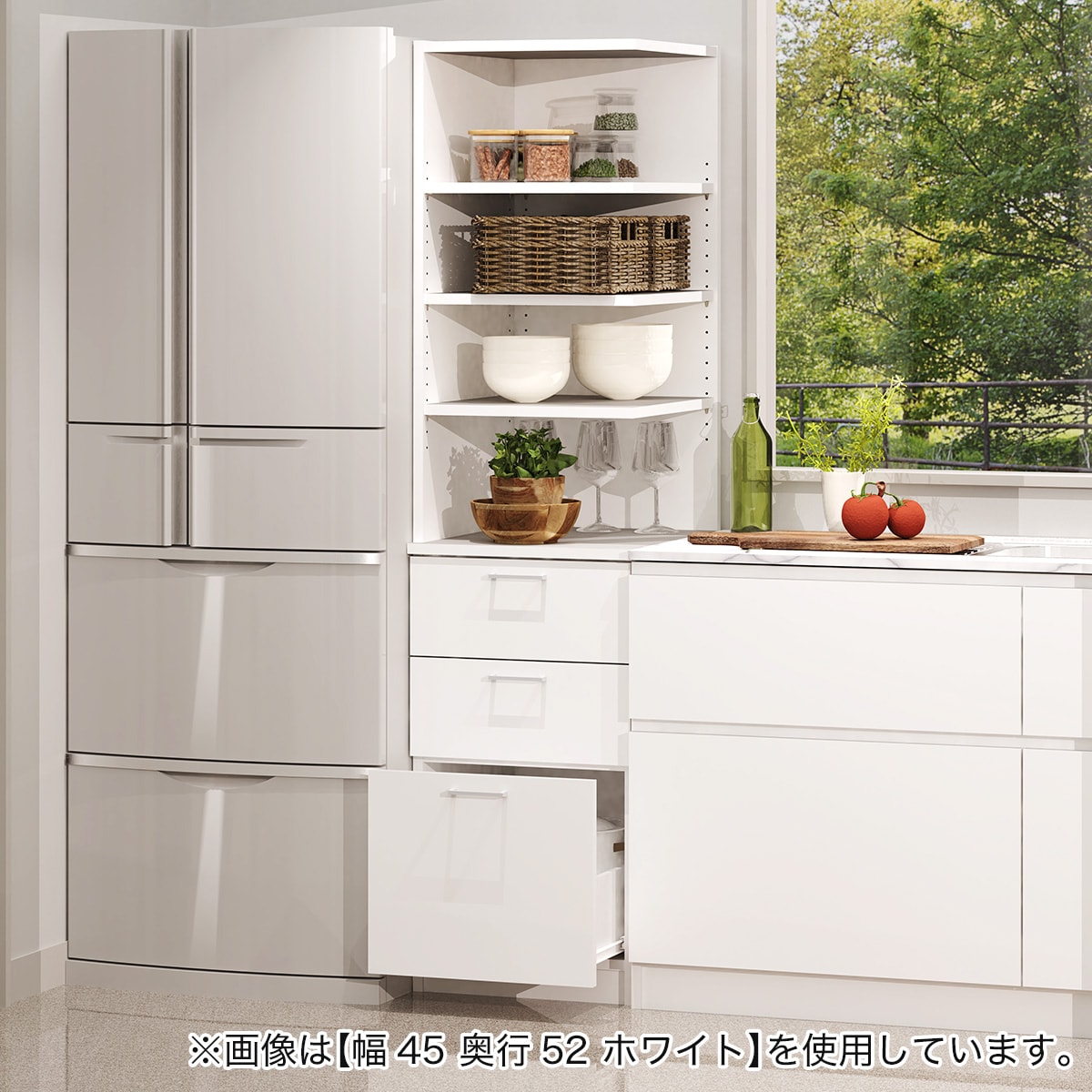 引き出しタイプ] 幅1cm単位で選べる2面オープン隙間収納 (右