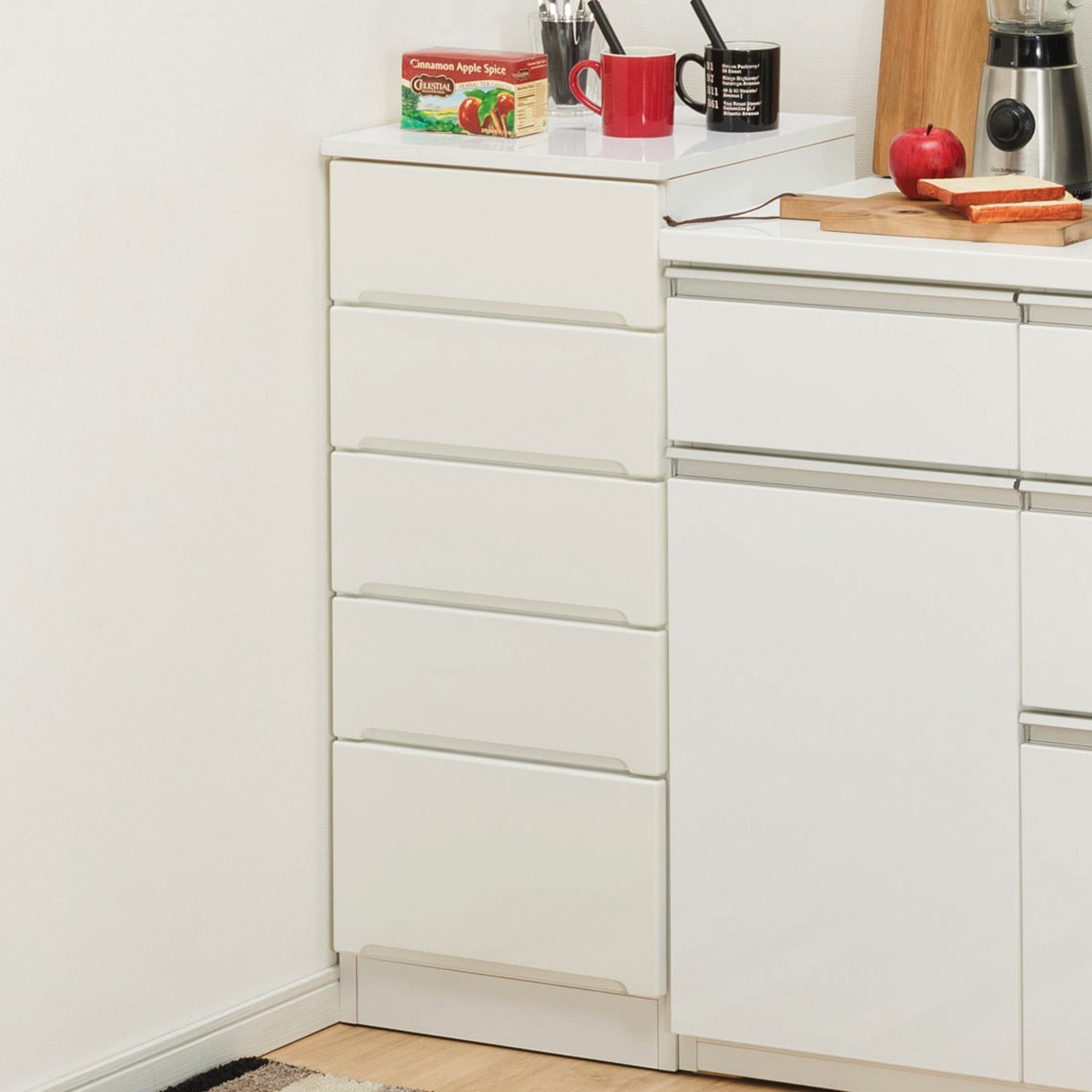 5cm単位で選べる引き出しタイプ スリムカウンター(幅40cm