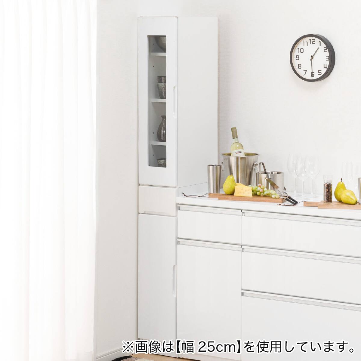 扉の向きを自由に設置できる隙間収納 (ガラス扉+板扉タイプ 幅30cm