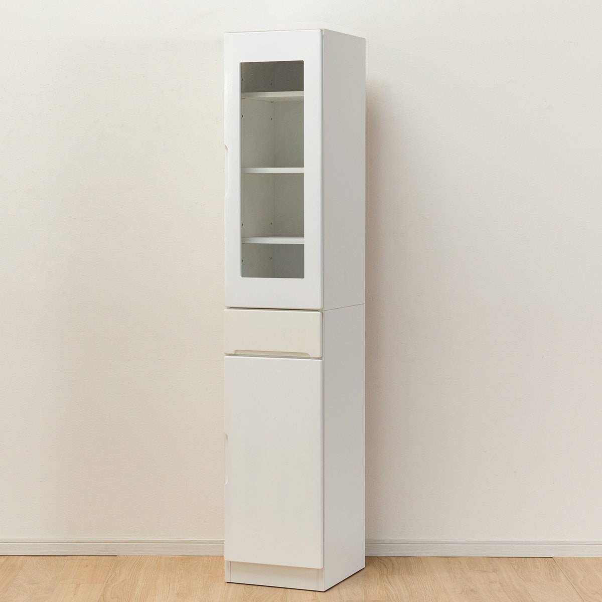 扉の向きを自由に設置できる隙間収納 (ガラス扉+板扉タイプ 幅35cm