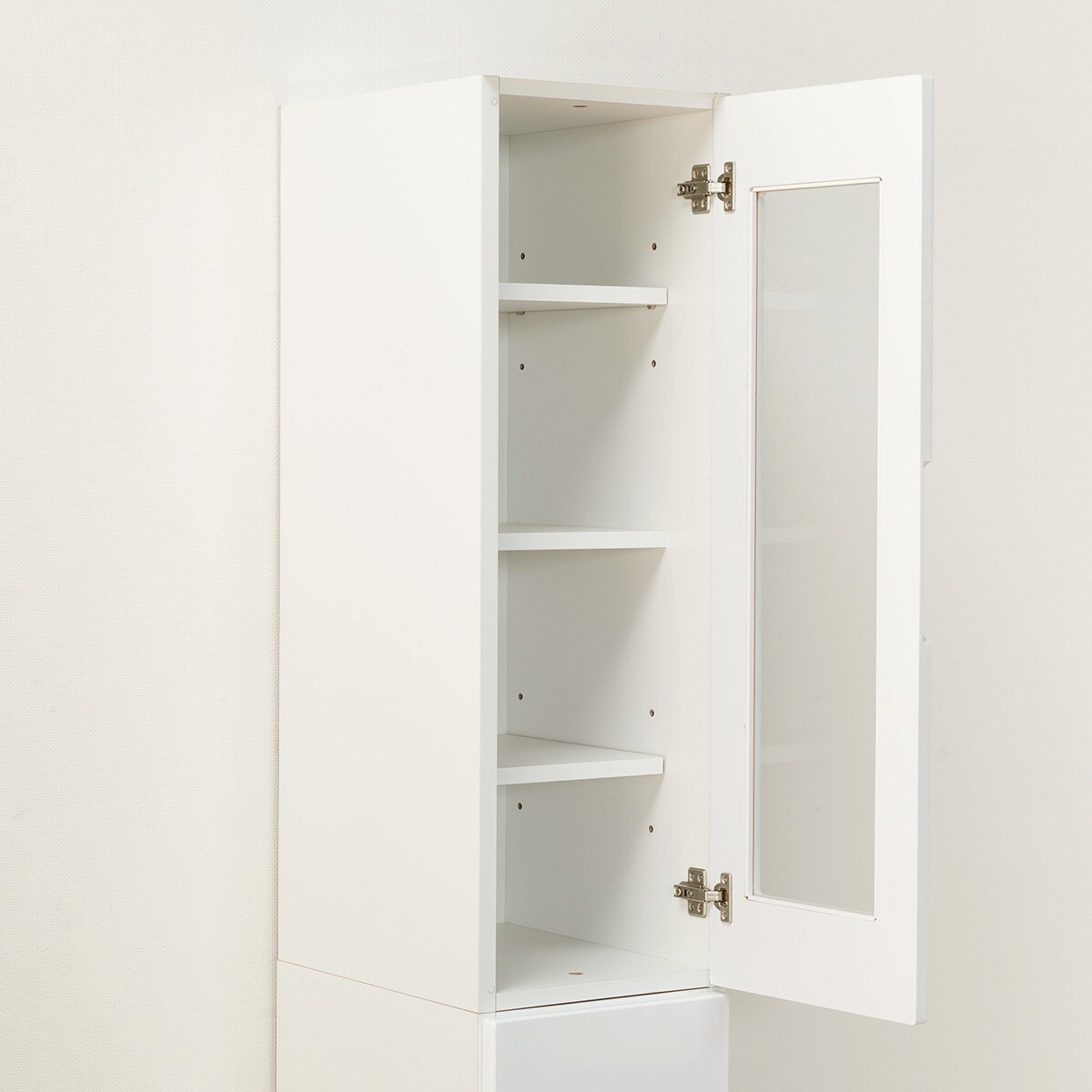 扉の向きを自由に設置できる隙間収納 (ガラス扉+引き出しタイプ 幅30cm