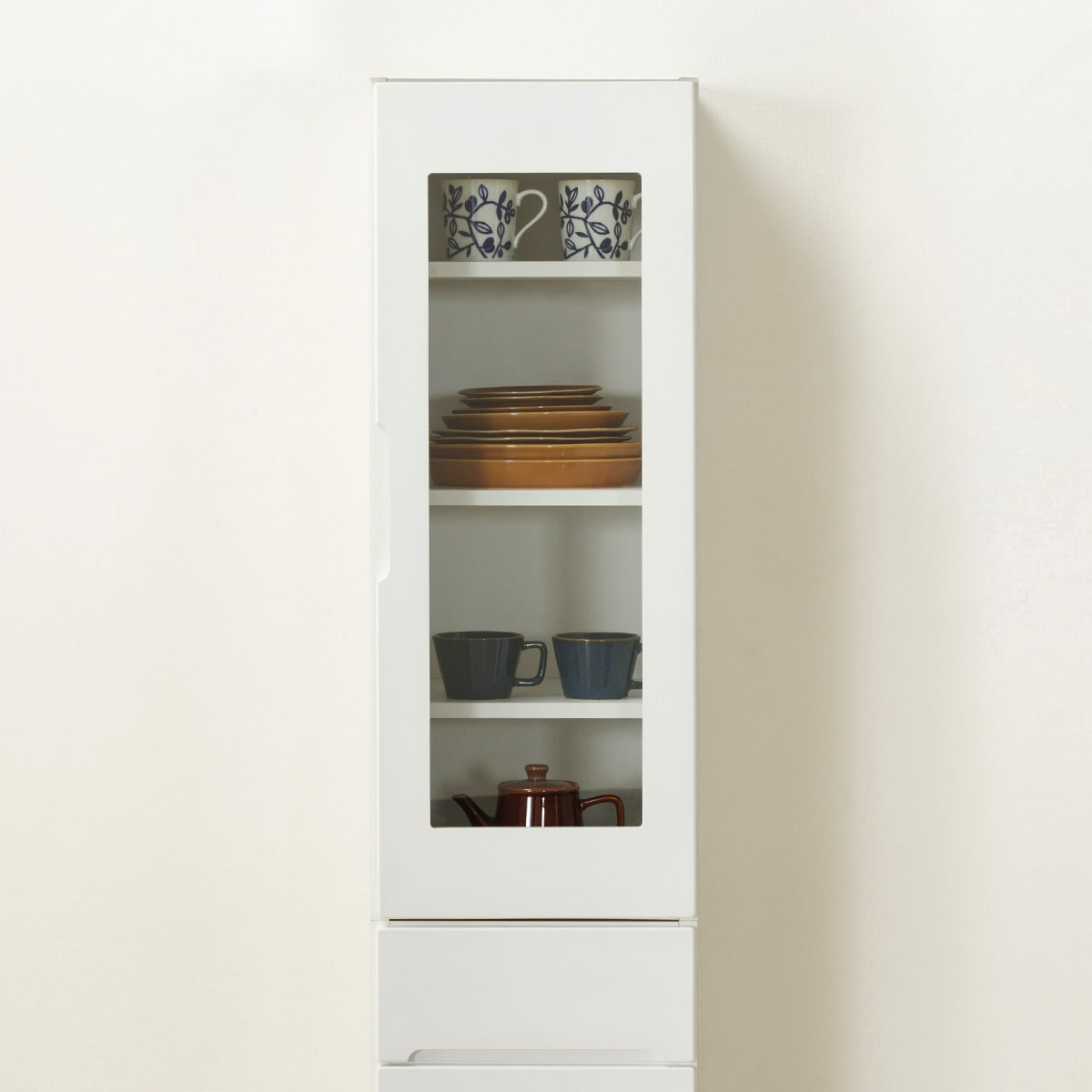 ニトリ　食器棚 ガラス扉付き【送料込み】 堕天使様用 ニトリ ホワイト食器棚 ガラス扉付き 2段棚 ガラス 棚