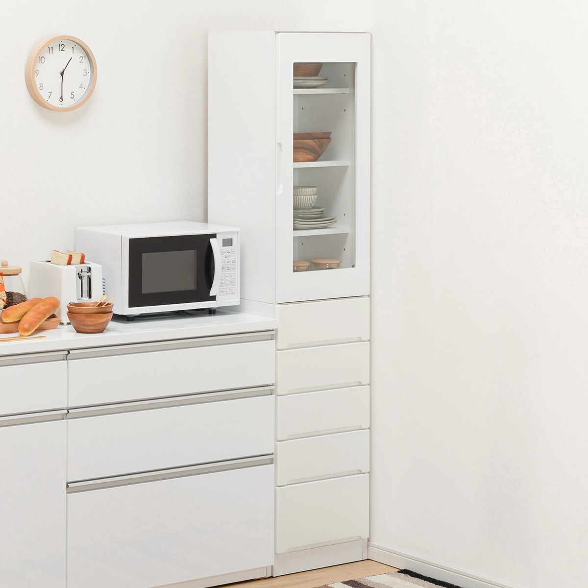 扉の向きを自由に設置できる隙間収納 (ガラス扉+引き出しタイプ 幅40cm