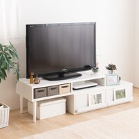 伸長式テレビ台(100-180cm ホワイト)