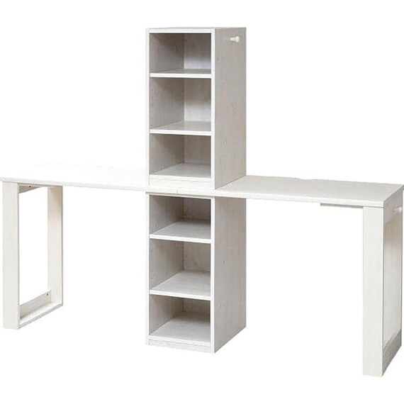 コンパクトツインデスク&ラックセット(WH) 1枚目画像