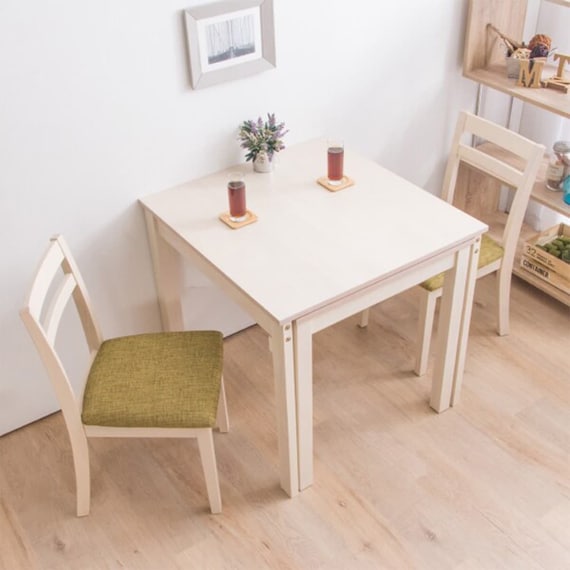 伸長式ダイニングテーブル3点セット (DT LO 幅80-130cm WW/DC PRT WW) 1枚目画像