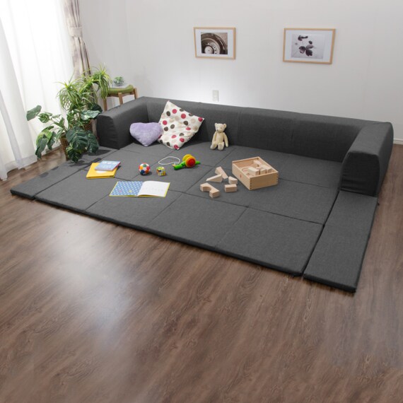 フロアマットソファ 布張りタイプ (L GY) 2枚目画像