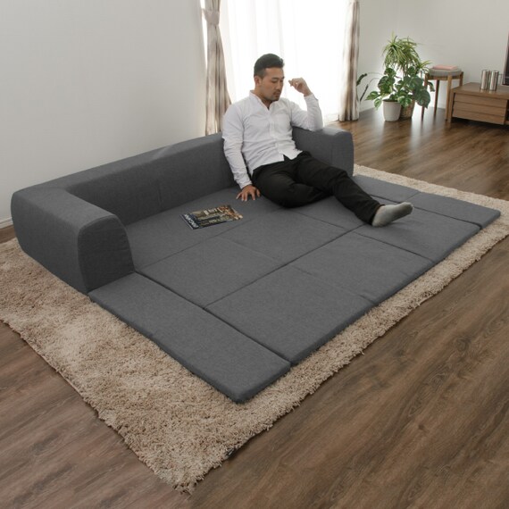 フロアマットソファ 布張りタイプ (L GY) 8枚目画像