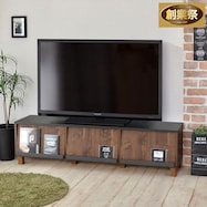 ブルックリンスタイルのフラップ式扉テレビ台(BR)【期間限定価格:11/28~1/5まで】