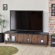 ブルックリンスタイルのフラップ式扉テレビ台(BR)