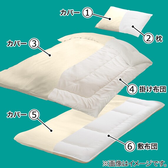 カバー付き吸汗ボリューム組布団6点セット シングル(IV S) 2枚目画像