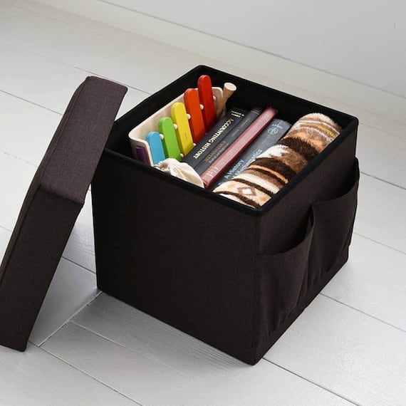 収納もできる折りたたみスツール(幅38cm DBR) 1枚目画像