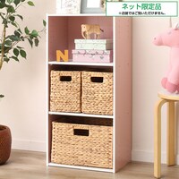カラーボックスカラボ 3段(ピンク×ホワイト)