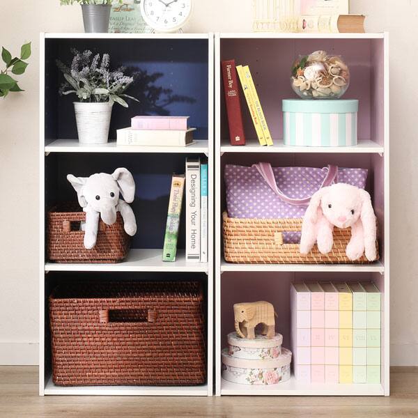 ネット特別品】カラーボックスカラボ 3段(パープル×ホワイト) | ニトリ