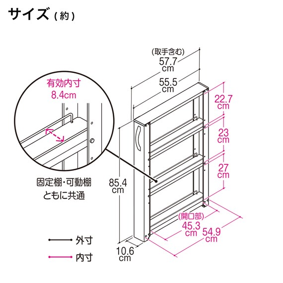 物置メーカーがつくった頑丈な隙間収納 スチールワゴン ロータイプ(幅10cm) BK 18枚目画像